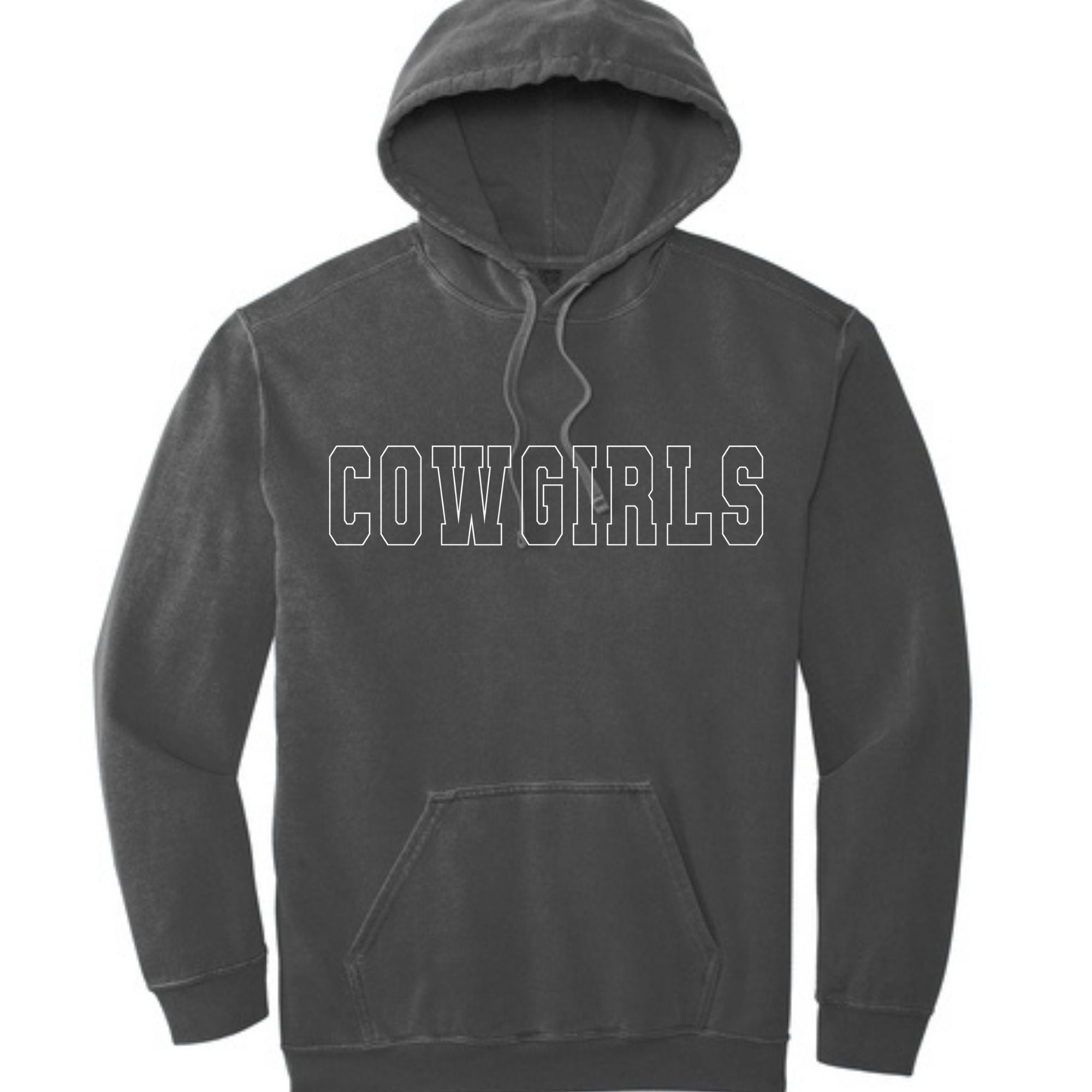 Comfort Colors® Ring Spun Hooded Sweatshirt - Cowgirls/Cowboys White Outline