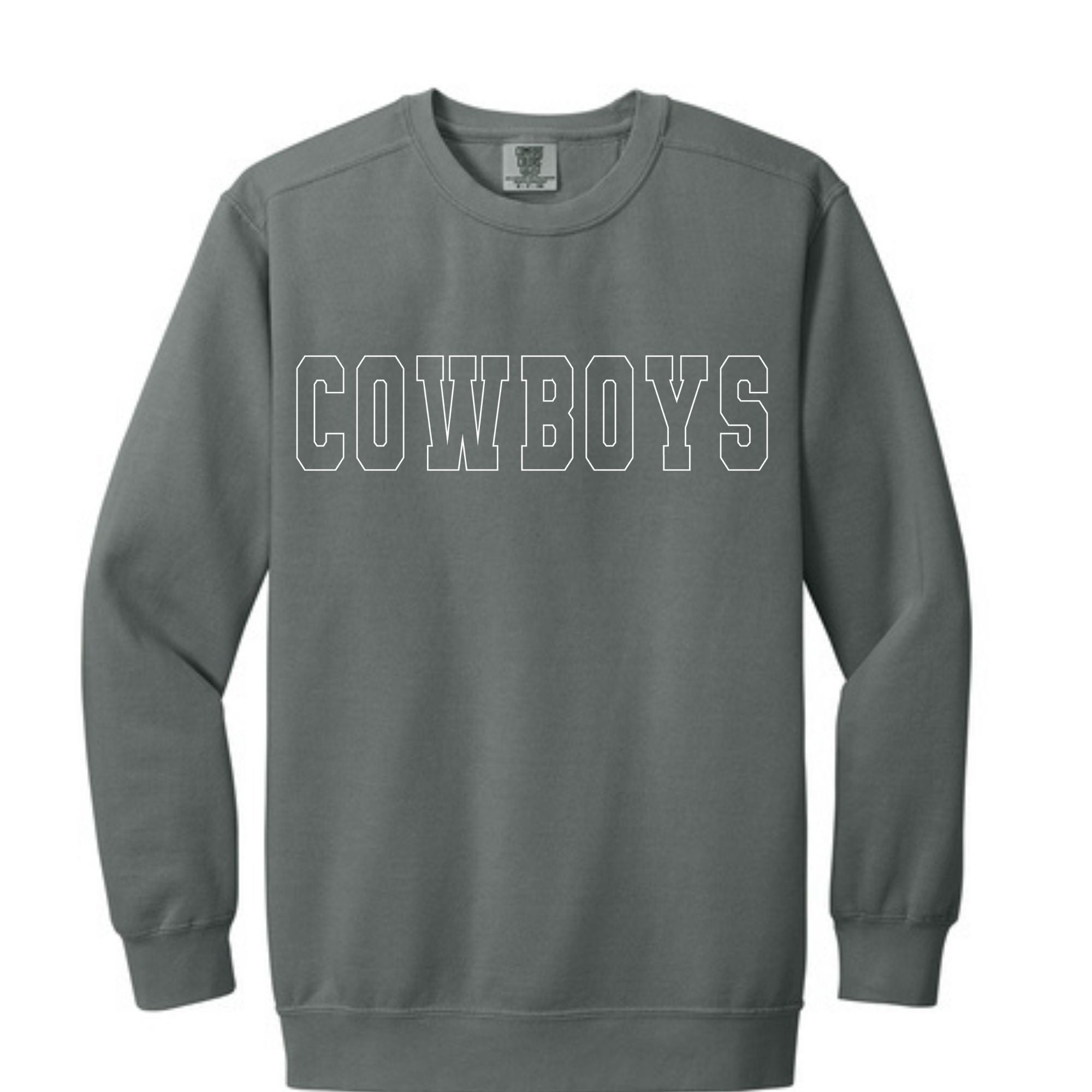 Comfort Colors® Ring Spun Crewneck Sweatshirt - Cowgirls/Cowboys White Outline