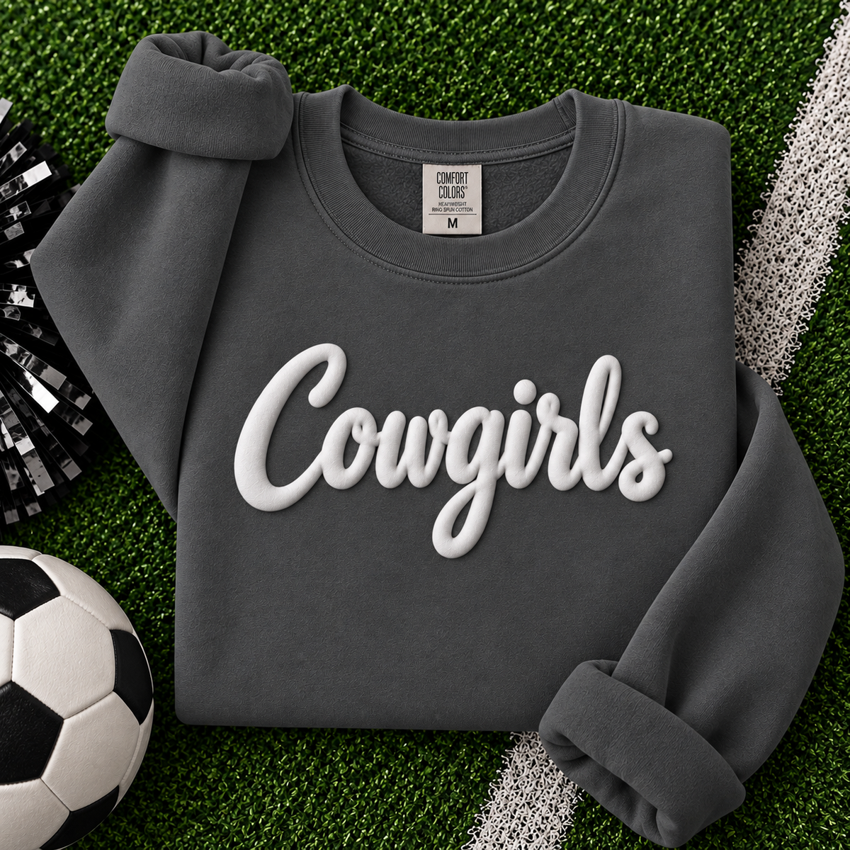 NEW! Cowgirls Soccer 3-D Comfort Colors® Ring Spun Crewneck Sweatshirt