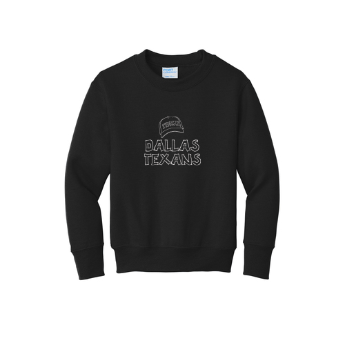 Dallas Texans Port & Company Youth Core Fleece Crewneck Sweatshirt with Hat Trick Logo