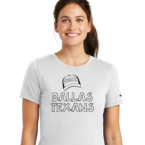 Dallas Texans - Ladies Nike Dri-FIT Cotton/Poly Scoop Neck Tee with Hat Trick Logo