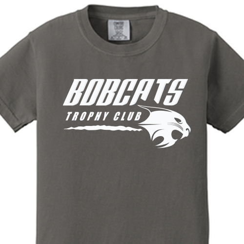 Trophy Club Bobcats Spirit Wear tagged "Men's Line" Eden Printing