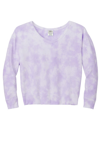 Port & Company® Ladies Beach Wash® Cloud Tie-Dye V-Neck Sweatshirt