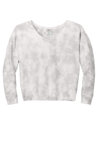 Port & Company® Ladies Beach Wash® Cloud Tie-Dye V-Neck Sweatshirt