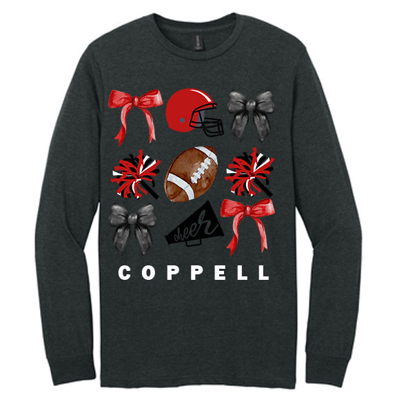 Allmade® Unisex Tri-Blend Long Sleeve Tee - Football & Bows