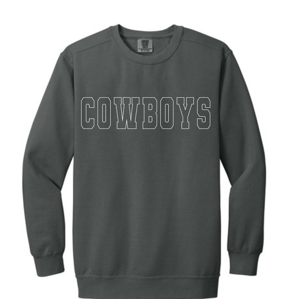 Comfort Colors® Ring Spun Crewneck Sweatshirt - Cowgirls/Cowboys White Outline