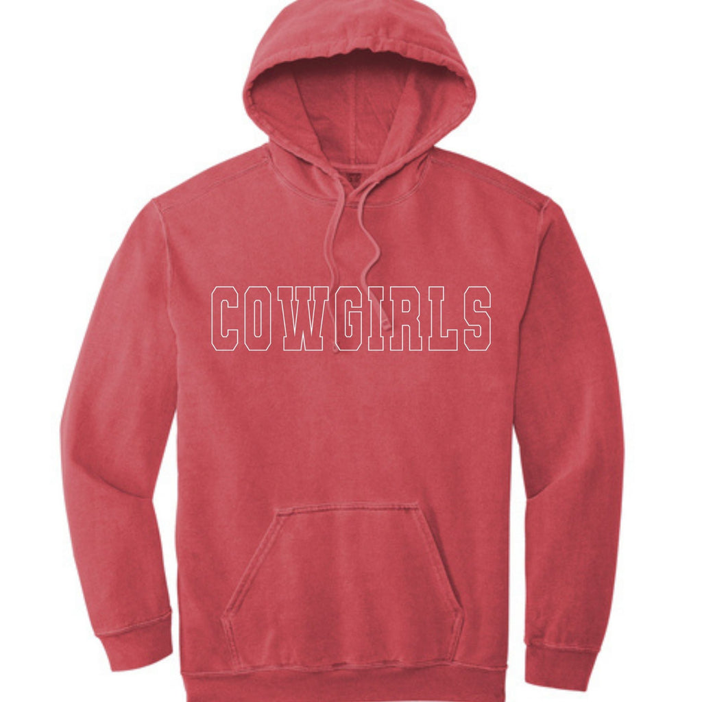 Comfort Colors® Ring Spun Hooded Sweatshirt - Cowgirls/Cowboys White Outline