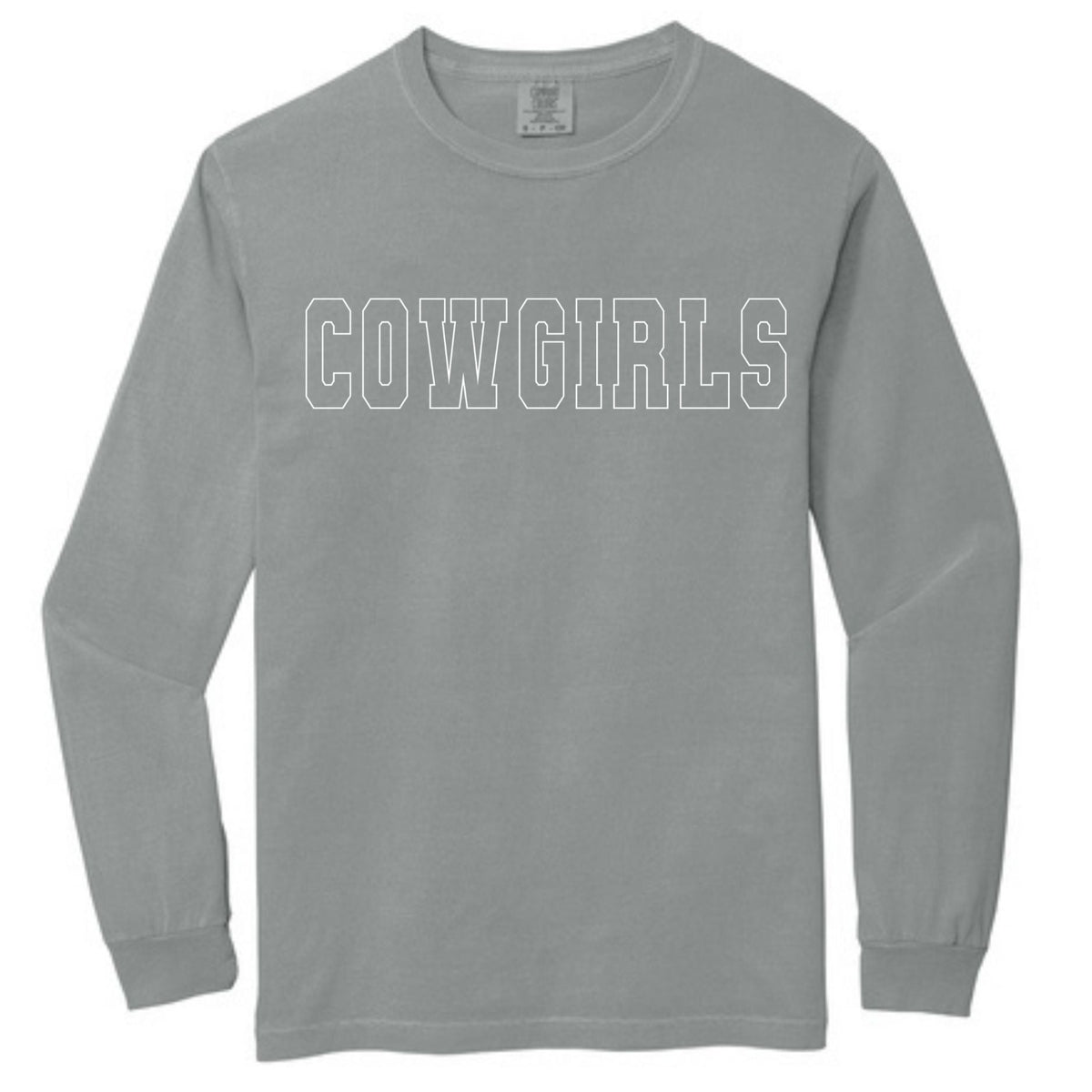 Comfort Colors® Heavyweight Ring Spun Long Sleeve Tee - Cowgirls/Cowboys White Outline