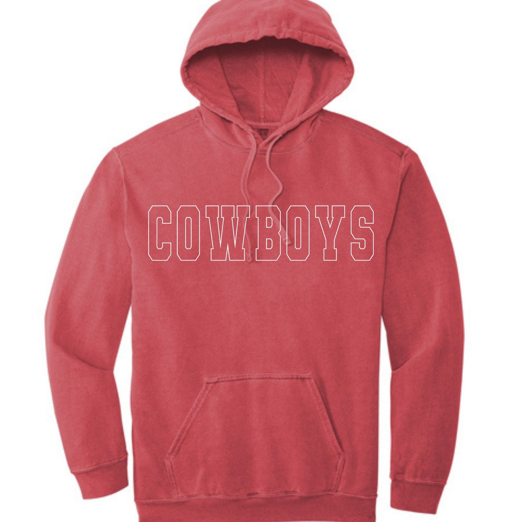 Comfort Colors® Ring Spun Hooded Sweatshirt - Cowgirls/Cowboys White Outline