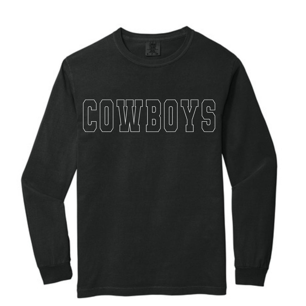 Comfort Colors® Heavyweight Ring Spun Long Sleeve Tee - Cowgirls/Cowboys White Outline