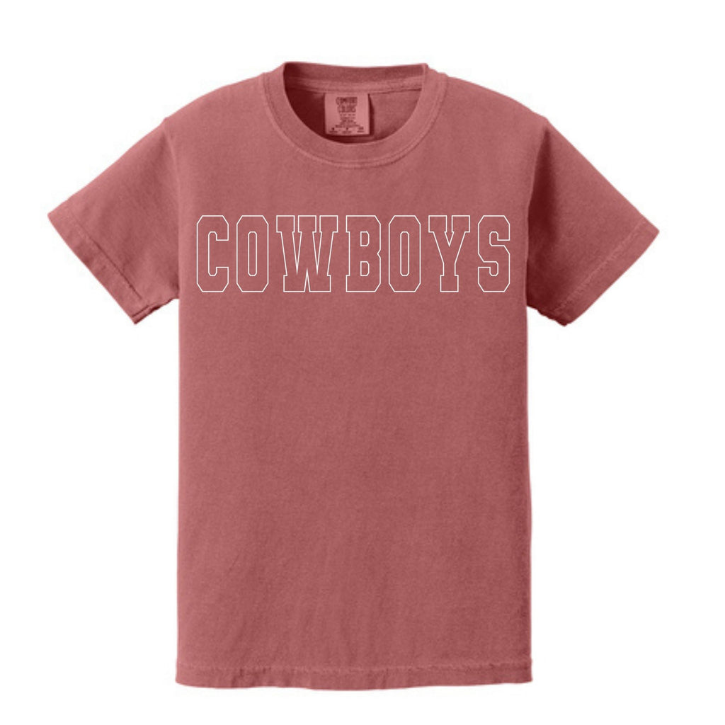 Youth Comfort Colors® Heavyweight Ring Spun Tee - Cowgirls/Cowboys White Outline