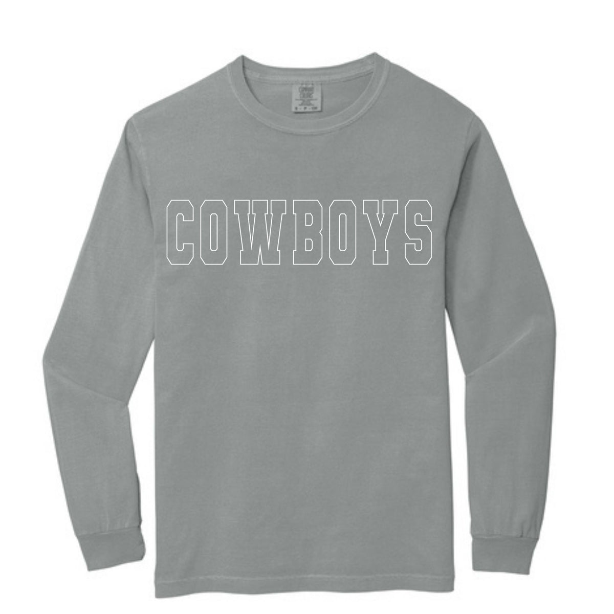 Comfort Colors® Heavyweight Ring Spun Long Sleeve Tee - Cowgirls/Cowboys White Outline