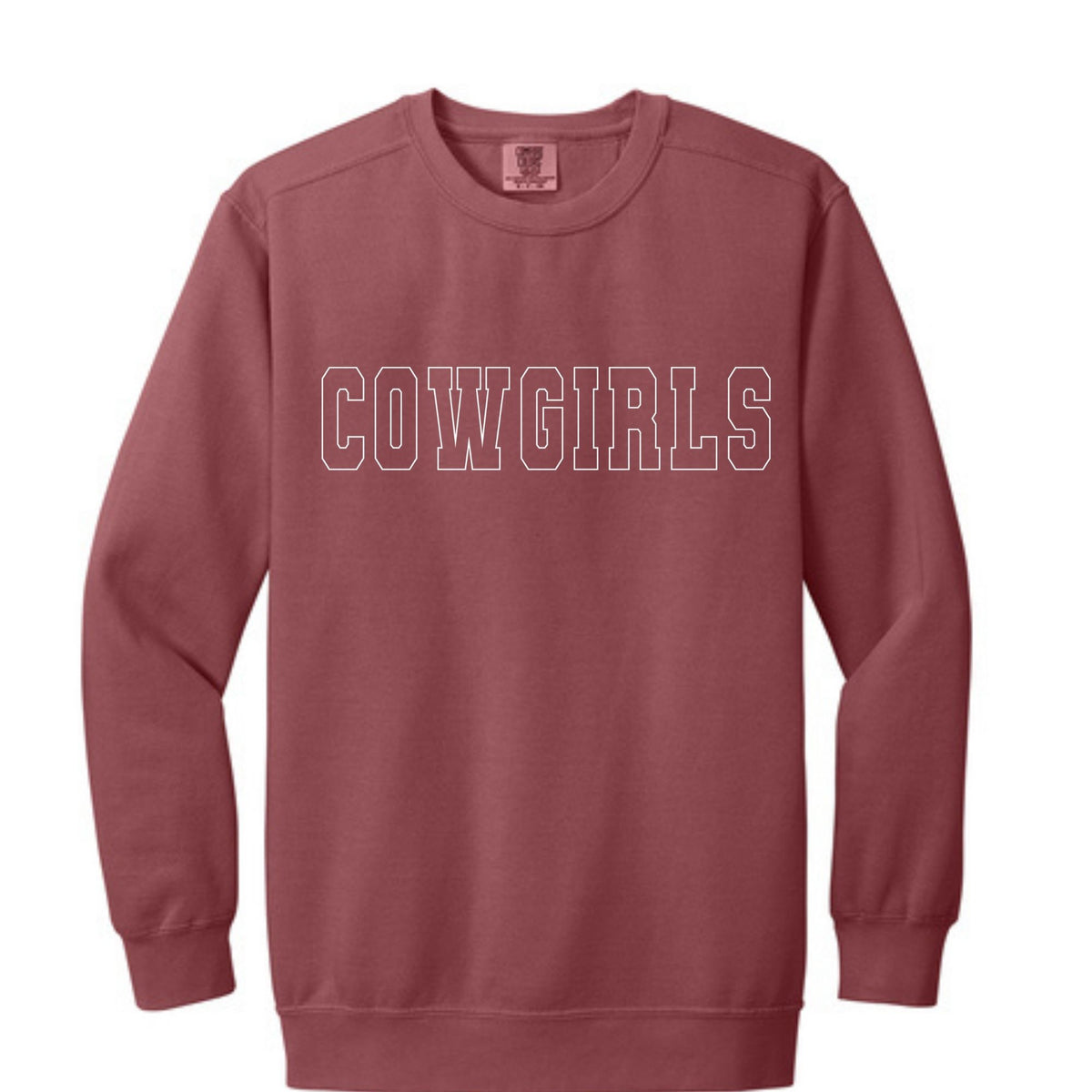 Comfort Colors® Ring Spun Crewneck Sweatshirt - Cowgirls/Cowboys White Outline