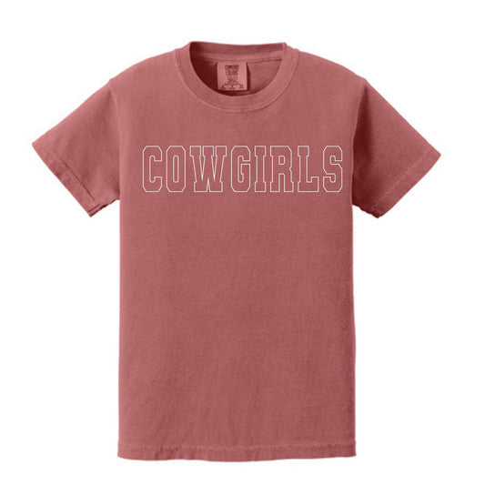 Youth Comfort Colors® Heavyweight Ring Spun Tee - Cowgirls/Cowboys White Outline