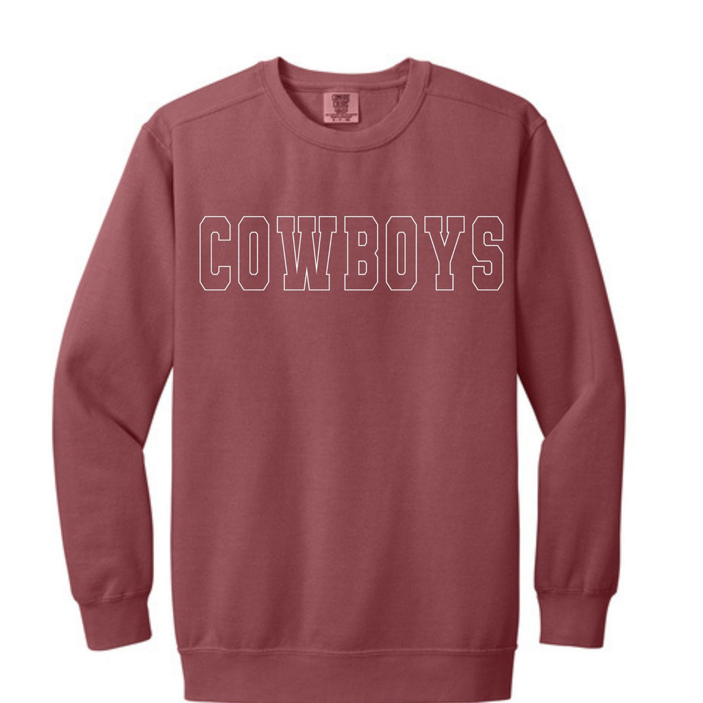 Comfort Colors® Ring Spun Crewneck Sweatshirt - Cowgirls/Cowboys White Outline