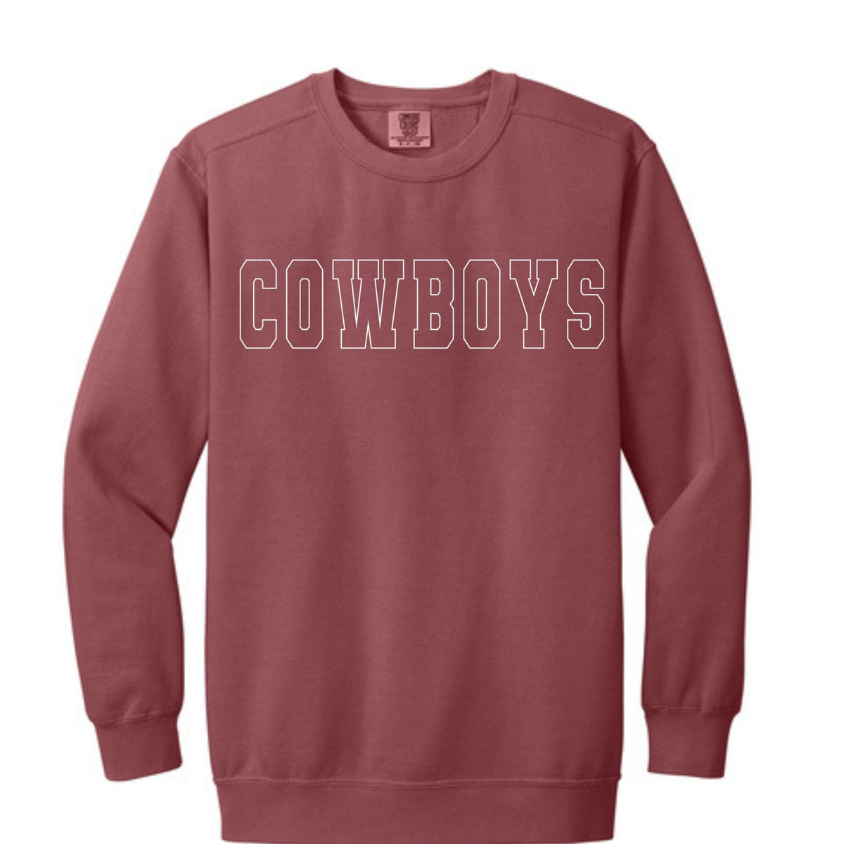 Comfort Colors® Ring Spun Crewneck Sweatshirt - Cowgirls/Cowboys White Outline
