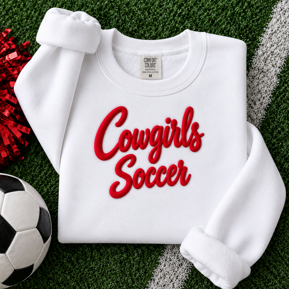 NEW! Cowgirls Soccer 3-D Comfort Colors® Ring Spun Crewneck Sweatshirt