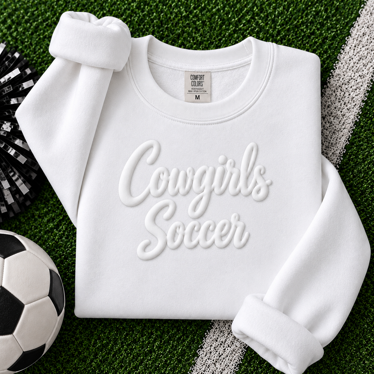 NEW! Cowgirls Soccer 3-D Comfort Colors® Ring Spun Crewneck Sweatshirt
