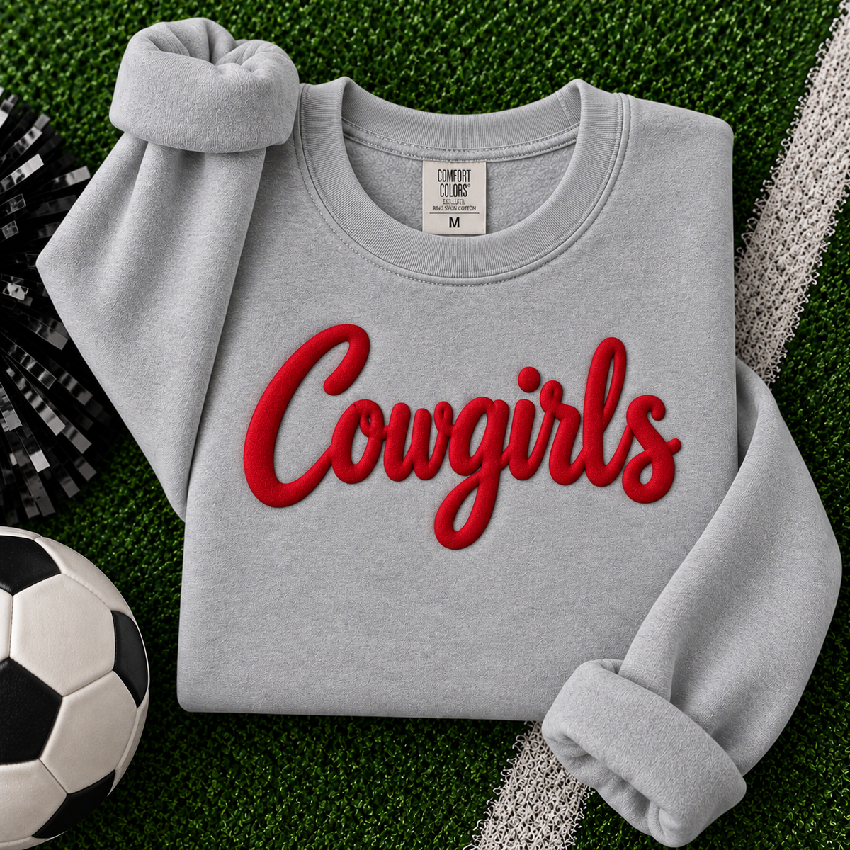 NEW! Cowgirls Soccer 3-D Comfort Colors® Ring Spun Crewneck Sweatshirt