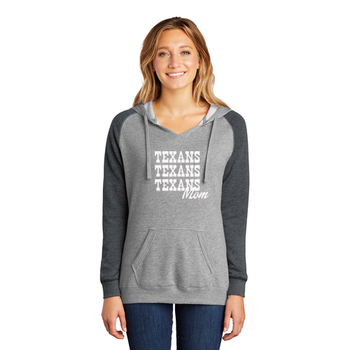 Dallas Texans - District ® Women’s Lightweight Fleece Raglan Hoodie Brand with Texans Mom Graphic