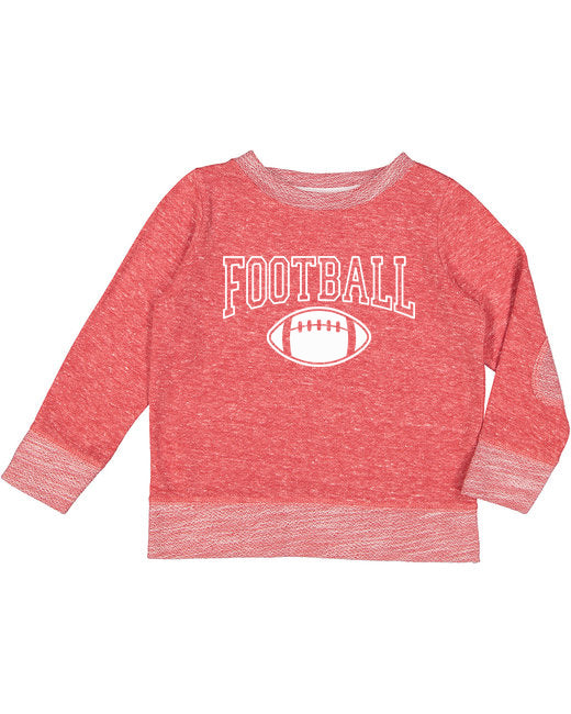 Rabbit Skins Toddler Harborside Melange French Terry Crewneck with Elbow Patches - Red Football