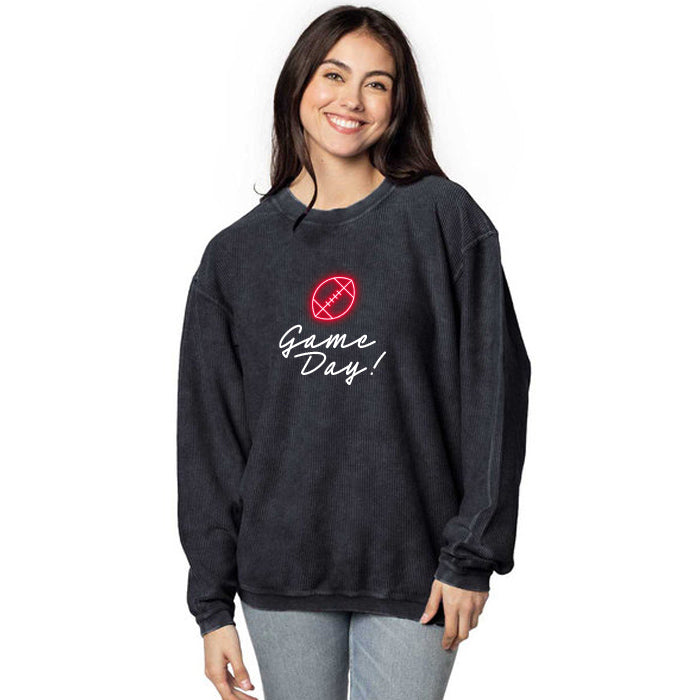 Ladies' Corded Crew Sweatshirt - Neon Football