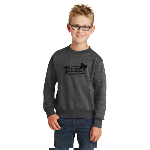 Dallas Texans Port & Company Youth Core Fleece Crewneck Sweatshirt with Branded Texans Logo