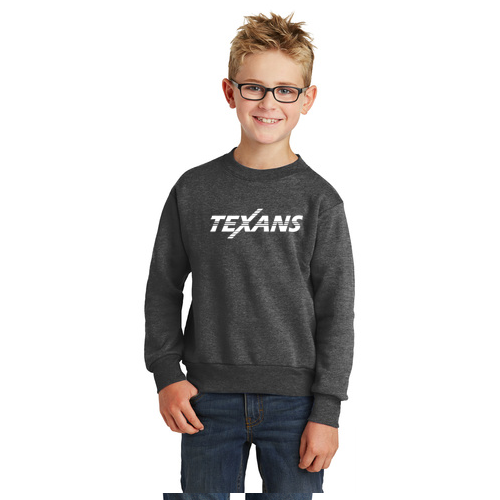 Dallas Texans Port & Company Youth Core Fleece Crewneck Sweatshirt with Texans Extended