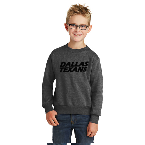 Dallas Texans Port & Company Youth Core Fleece Crewneck Sweatshirt with Texans Stacked Logo