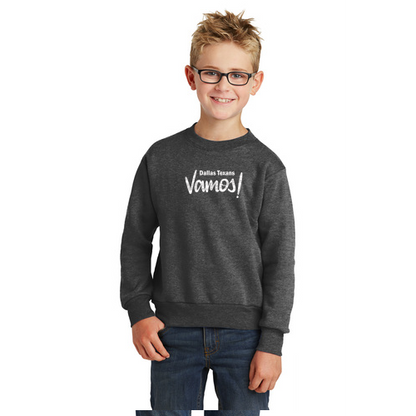 Dallas Texans Port & Company Youth Core Fleece Crewneck Sweatshirt with Texans Vamos Plain I Logo