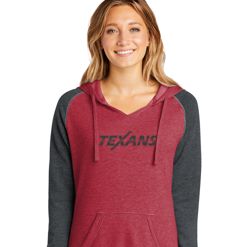 Dallas Texans - District ® Women’s Lightweight Fleece Raglan Hoodie Brand with Texans Extended Graphic