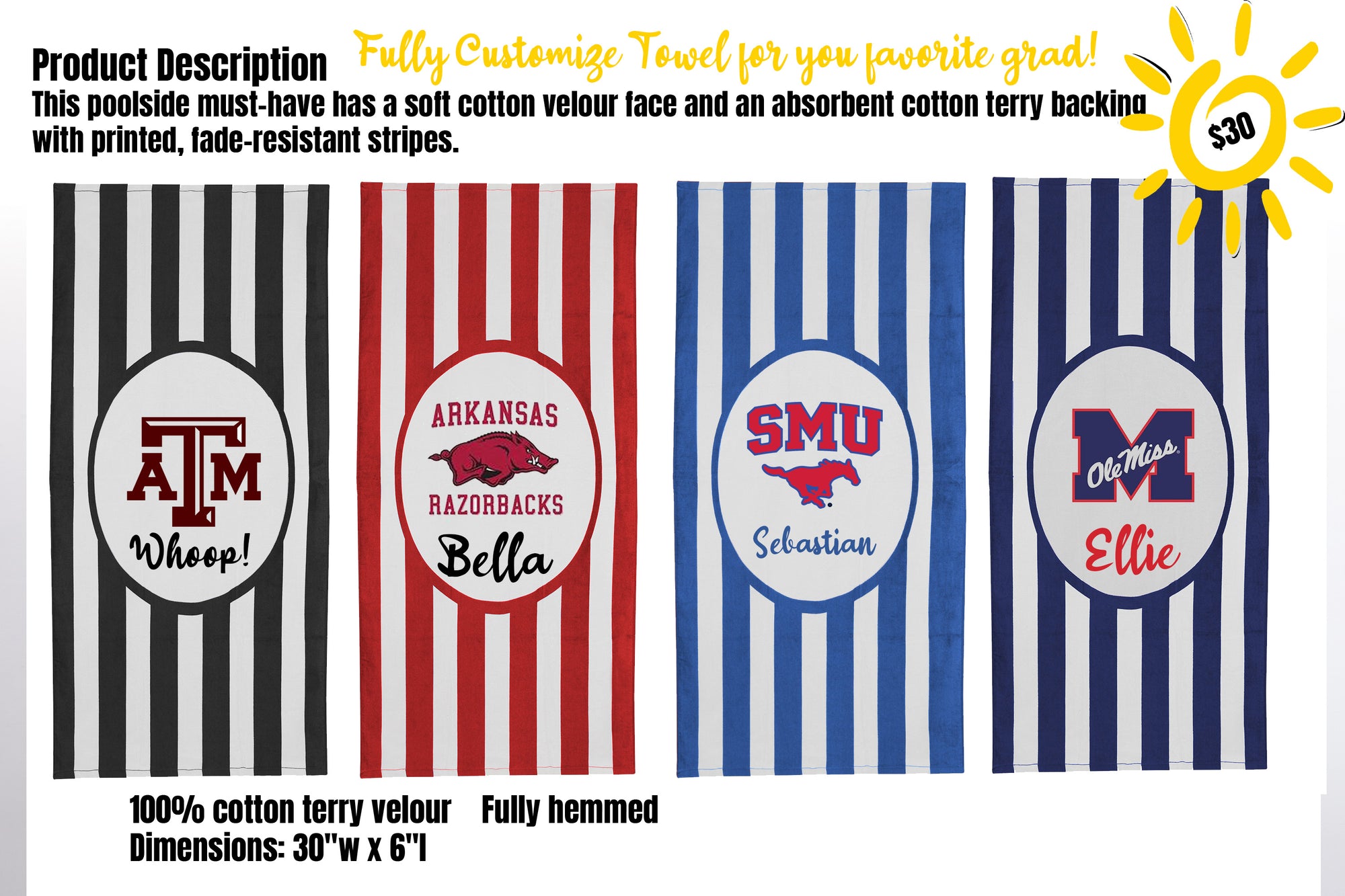 Carmel Towel Company College Stripe Towel