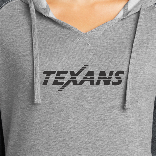 Dallas Texans - District ® Women’s Lightweight Fleece Raglan Hoodie Brand with Texans Extended Graphic